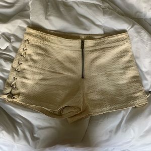 White leather snake skin shorts